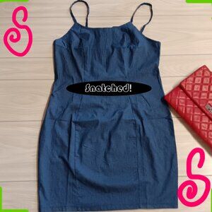 Plus Size Women Elegant Basic Denim Sleeveless Bodycon Slip Dress
